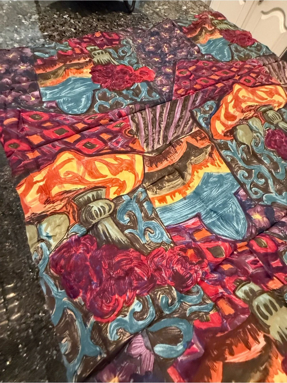 Artistic Abstract Silk Scarf 35” X 34” Approx Colorful Women’s